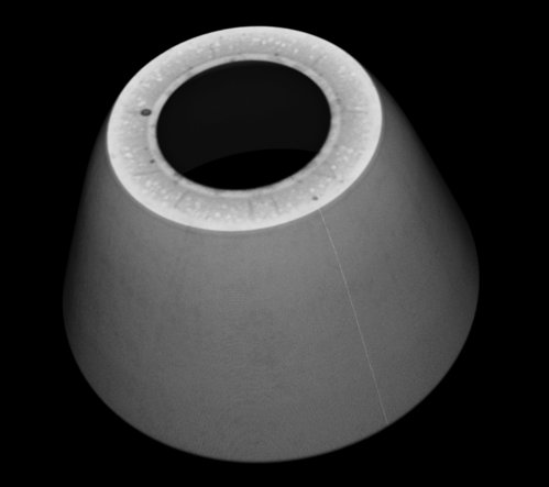 CT-Bild: 3D-Darstellung eines konischen Metallbauteils