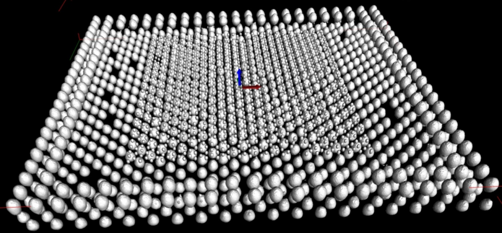 CT image showing a 3D reconstruction of a BGA solder ball array
